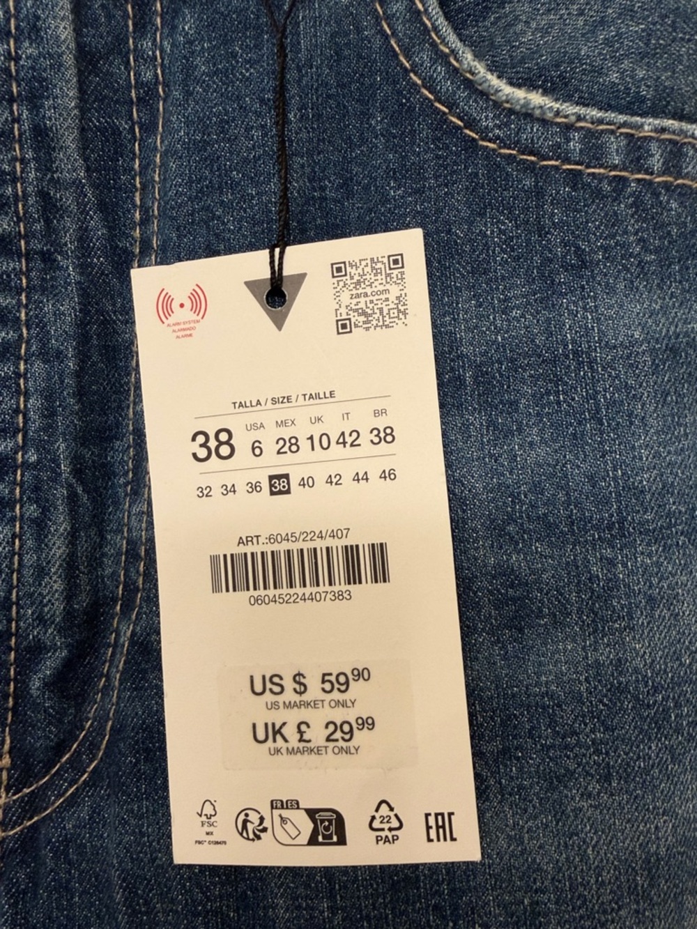 Zara High Rise Straight Leg Jeans in Medium Blue Wash - Picture 2 of 5